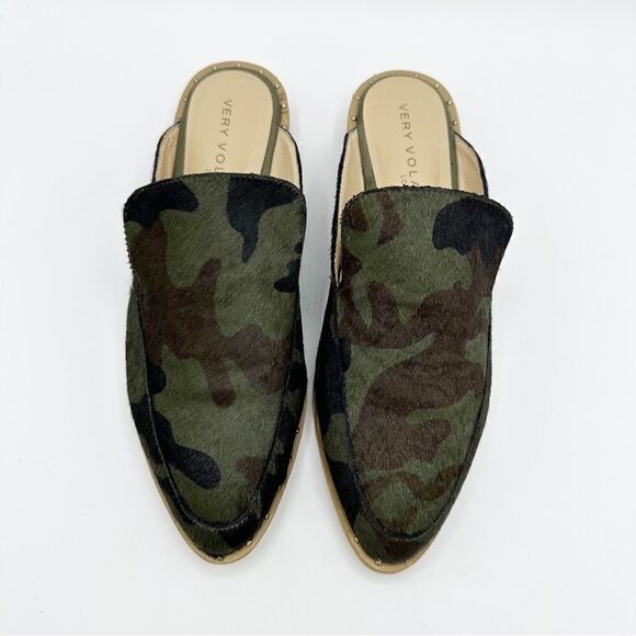 Very Volatile Atwood Calf Slip on Mule in‎ Green Camo Sz 7 - Picture 5 of 15
